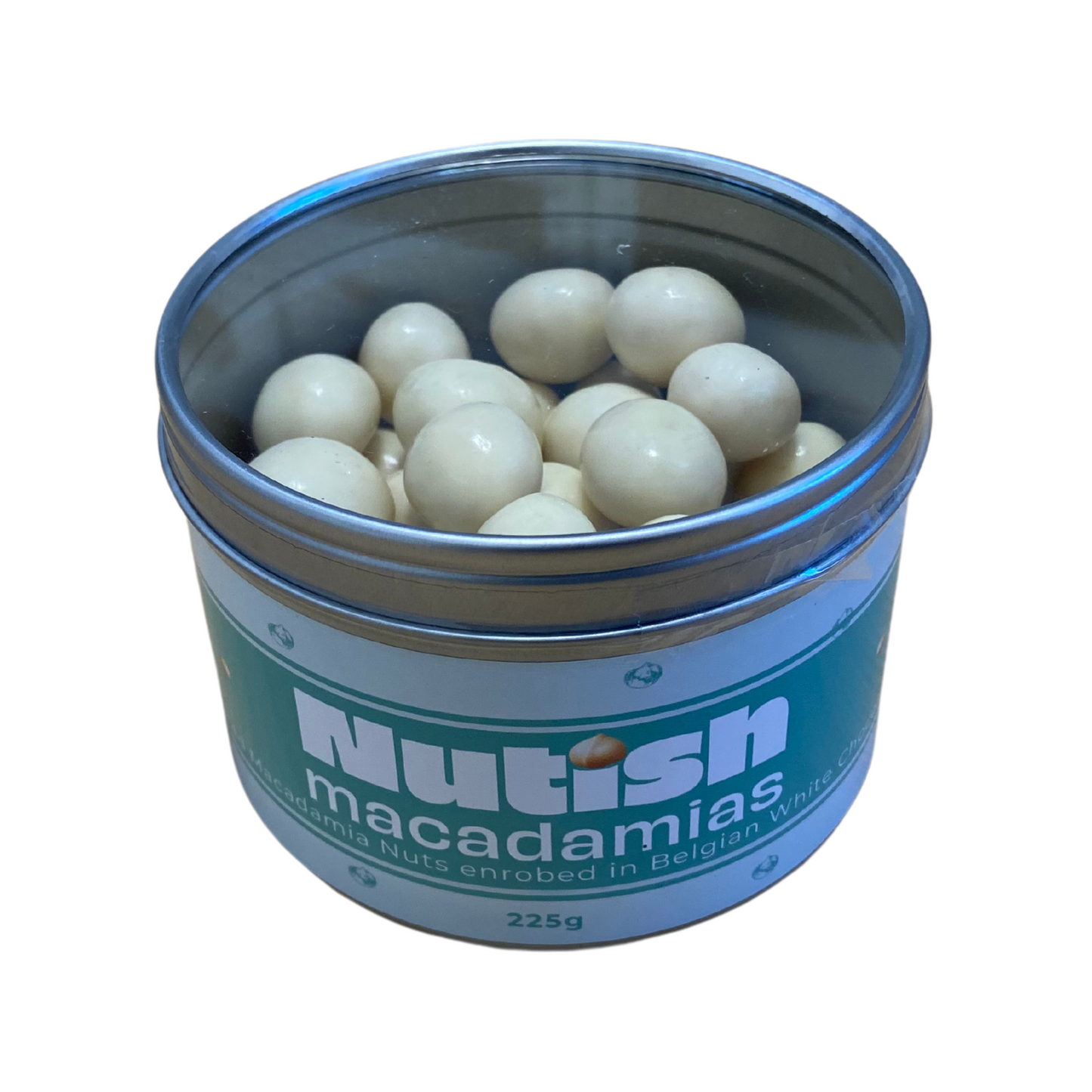 Nutish Roasted Macadamias enrobed in Belgian White Chocolate